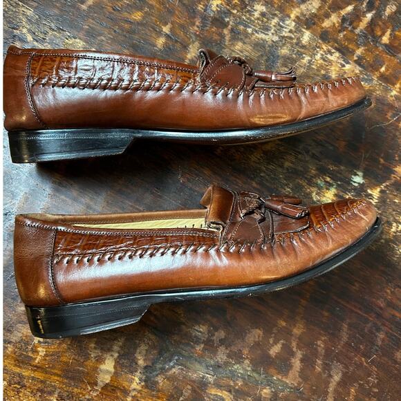 Giorgio Brutini Brown Leather Men's Made in Brazil Reptile Print Loafers 9.5D - Picture 3 of 9